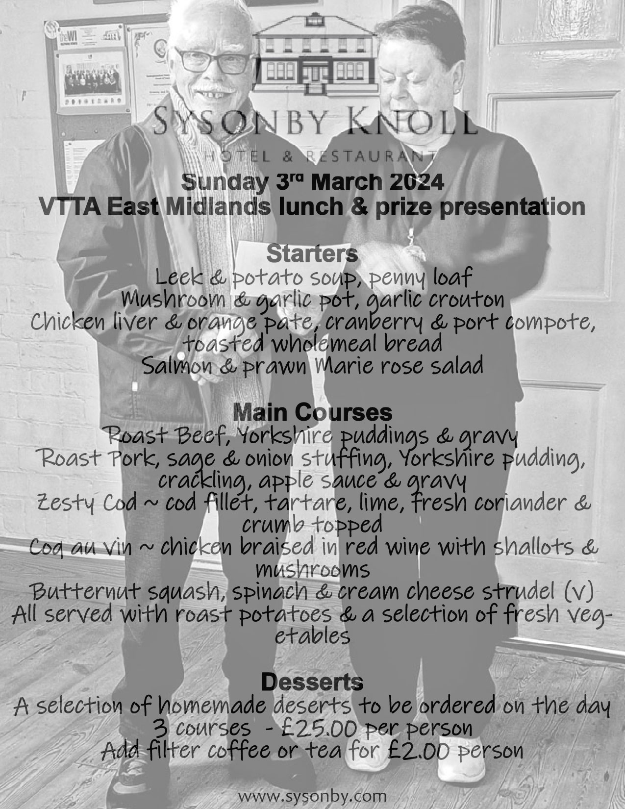 VTTA East Midlands - Group Luncheon and Prize Presentation - Sunday 3rd March 2024